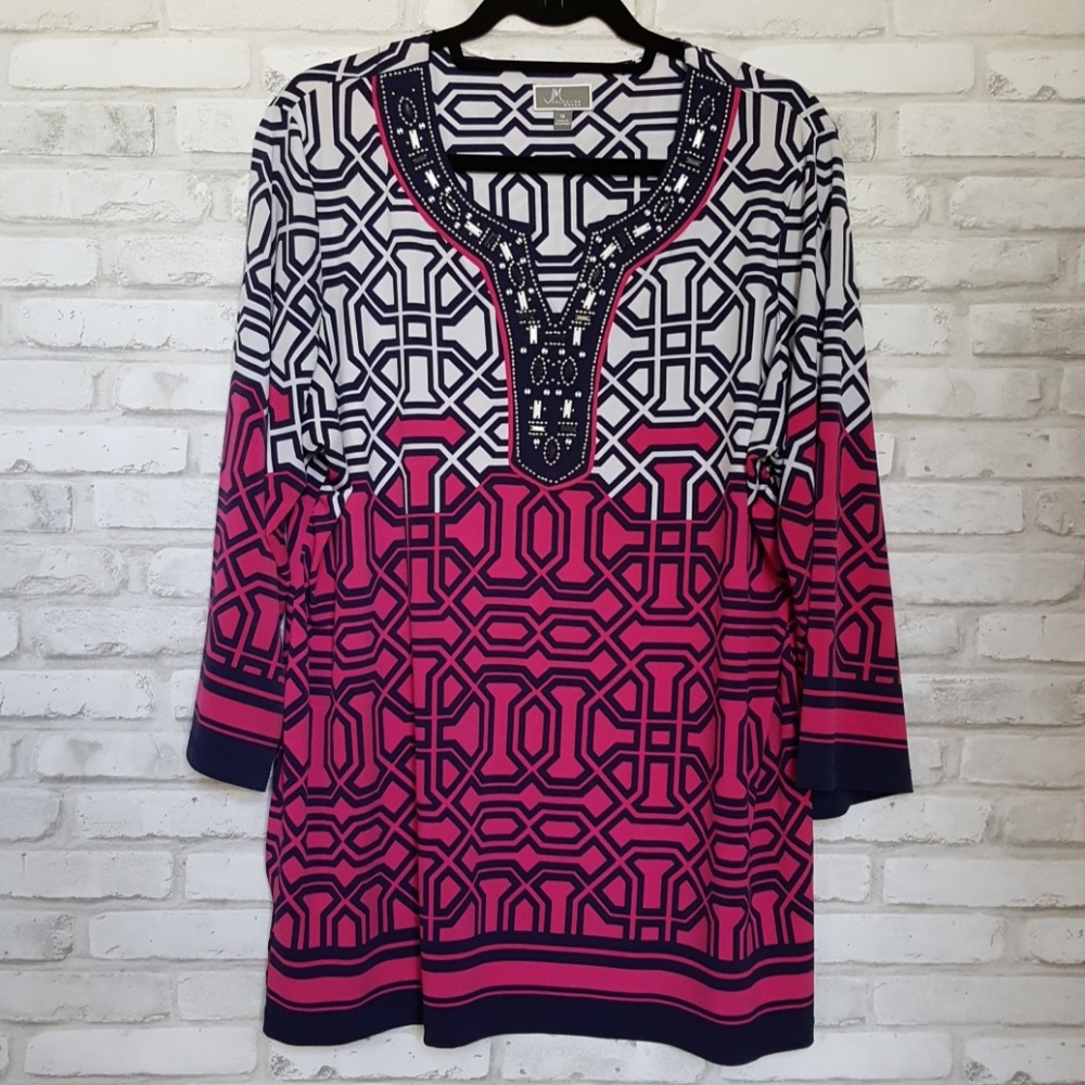 JM Collection "Jewel" Neck Tunic (Size 1X)